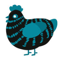A black and sea chicken with a bar pattern