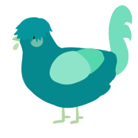 A teal and mint chicken