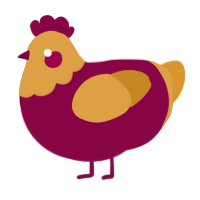 A maroon and orange chicken with a head pattern