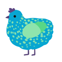 A cerulean and spring chicken with a speckle pattern