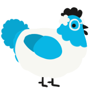 A white and cerulean chicken with a head pattern
