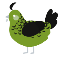 A chartreuse and black chicken with a half-lace pattern