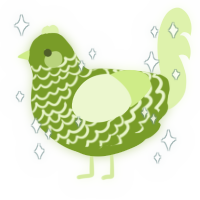 A chartreuse and apple chicken with a lace pattern