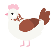 A white and russet chicken with a neck-speckle pattern