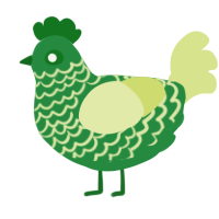 A viridian and lemon chicken with a lace pattern