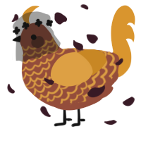 A russet and orange chicken with a lace pattern