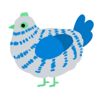 Marcus contender, a mist and sapphire chicken with a bar pattern