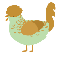 Marigold razei, a gluppy and gold chicken with a half-lace pattern