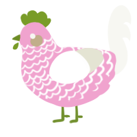 disease, a pink and white chicken with a lace pattern