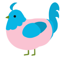 Funny Lil Fella, a rose and cerulean chicken with a head pattern