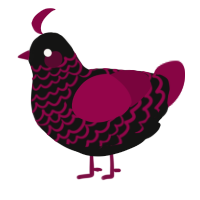 A black and maroon chicken with a lace pattern