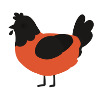 (unnamed), a vermilion and sable chicken with a head pattern