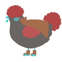 A grey and red chicken