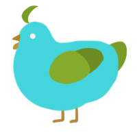 A aqua and chartreuse chicken