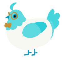 Litho, a white and aqua chicken with a head pattern