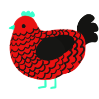 (unnamed), a red and black chicken with a lace pattern