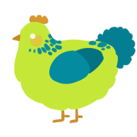 A lime and sea chicken with a neck-speckle pattern