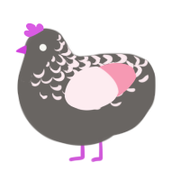 evil pigeon, a grey and rose chicken with a half-lace pattern