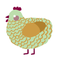A gluppy and gold chicken with a lace pattern