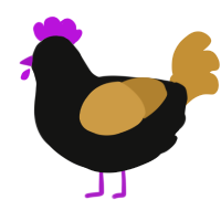 Thing, a black and gold chicken