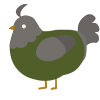 A olive and grey chicken with a head pattern