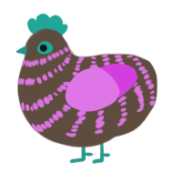 A bark and orchid chicken with a bar pattern
