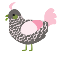 A grey and rose chicken with a lace pattern