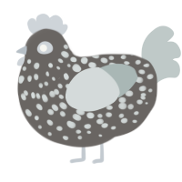 Stone, a grey and silver chicken with a speckle pattern