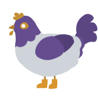 Stormy, a mist and overcast chicken with a head pattern