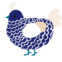 (unnamed), a navy and cream chicken with a lace pattern