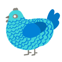 A aqua and sapphire chicken with a lace pattern