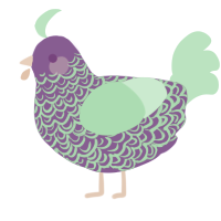 A grass and fuchsia chicken with a double-lace pattern