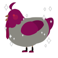 A ash and wine chicken with a head pattern