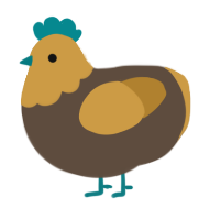 A bark and gold chicken with a head pattern