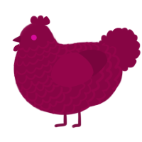 Radish, a maroon chicken with a lace pattern