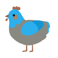 A ash and sky chicken with a head pattern