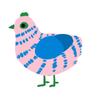 A rose and sapphire chicken with a bar pattern