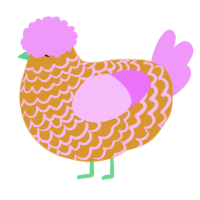 A orange and lavender chicken with a lace pattern
