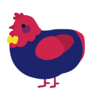 A navy and crimson chicken with a head pattern
