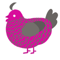 A fuchsia and grey chicken with a lace pattern