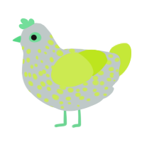 草, a silver and lime chicken with a speckle pattern