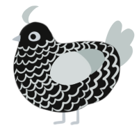 (unnamed), a black and silver chicken with a lace pattern