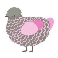 A ash and pink chicken with a lace pattern