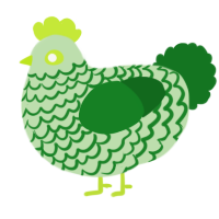 A gluppy and leaf chicken with a lace pattern