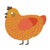 A orange and vermilion chicken with a lace pattern