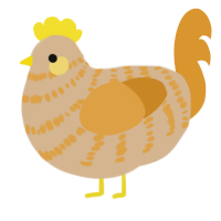 A beige and orange chicken with a bar pattern