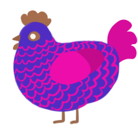 (unnamed), a indigo and fuchsia chicken with a lace pattern