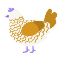 A white and ochre chicken with a lace pattern