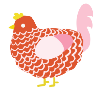 A vermilion and rose chicken with a lace pattern