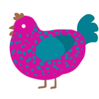 A fuchsia and sea chicken with a speckle pattern